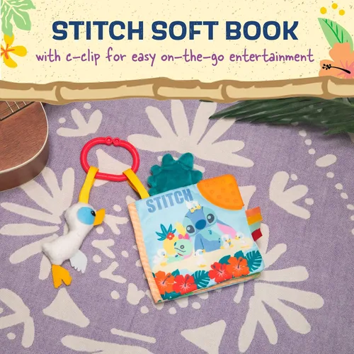 Vista 2 de Kids Preferred Disney Baby Lilo & Stitch Soft Book: libro suave Stitch ON-The-GO, color azul, mediano