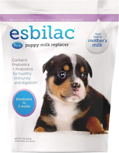 PetAg Esbilac - Polvo de reemplazo de leche para cachorros, 5 libras, fórmula en polvo para cachorros con prebióticos, probióticos y vitaminas para