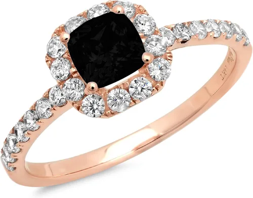 1 unidad de solitario de corte princesa brillante con acento impecable, piedra preciosa de ónix negro natural ideal VVS1 compromiso declaración