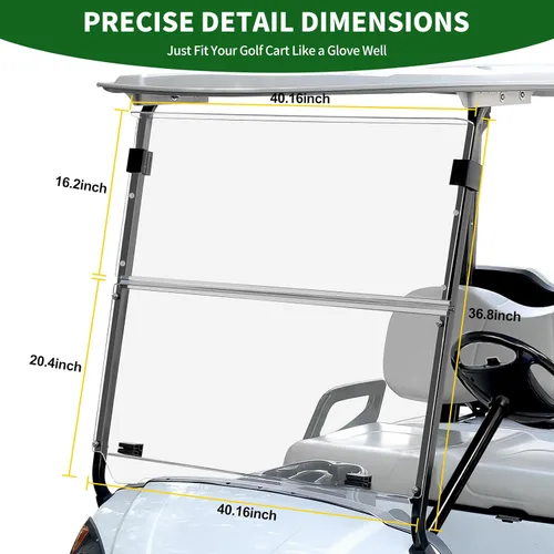 Vista 4 de Parabrisas plegable para carrito de golf de 3/16 pulgadas (0.197 in) de grosor, solo se adapta a Yamaha G29/Drive 2007-2016, se adapta a rieles de 1