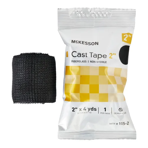 McKesson Cinta fundida, fibra de vidrio, negro, 2 pulgadas x 4 yardas, 1 unidad, 10 paquetes, 10 en total