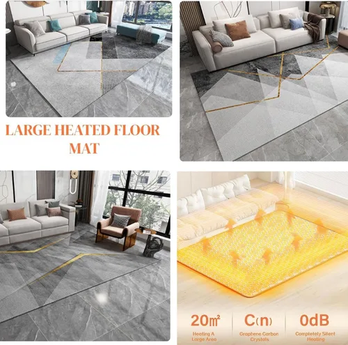 Vista 8 de Heated Rug, Electric Heated Carpet, Heater Floor Mat with Timer, Fast Warm Up, Radiant Floor Heater, for Home Office Study(F,80x120cm)