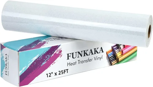 Vista 15 de FUNKAKA Rollos de vinilo de transferencia de calor HTV rosa fluorescente con purpurina, vinilo de poliuretano para planchar de 12 pulgadas x 8 pies