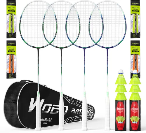 Vista 13 de Raquetas de bádminton profesionales de fibra de carbono para patios traseros y gimnasio