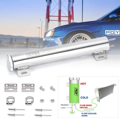 Vista 2 de Tanque para desbordamiento de refrigerante de radiador en acero inoxidable pulido 2"×13
