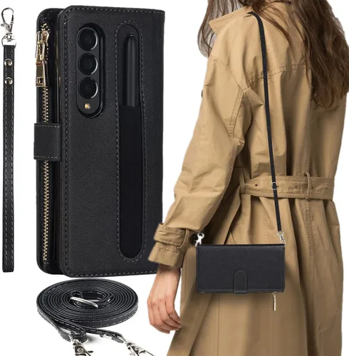 Vista 6 de SailorTech Funda de teléfono con diseño de cartera para Samsung Galaxy Z Fold 4 5G con soporte para bolígrafo S, 9 tarjetero, 1 monedero