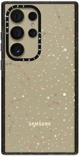 Vista 58 de CASETiFY Funda de impacto para Galaxy S22+ - Adhesivo Aries Moross, color negro transparente
