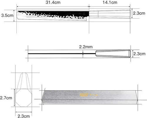 Vista 2 de FINDKING Dynasty Series - Cuchillo de jamón de acero revestido de 12 pulgadas y protector de bordes magnético de nogal