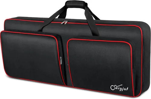 Vista 12 de SNIGJAT Funda para teclado de 61 teclas, funda suave para piano con algodón de 0.32 pulgadas, bolsa para teclado de 61 teclas con asa y correas