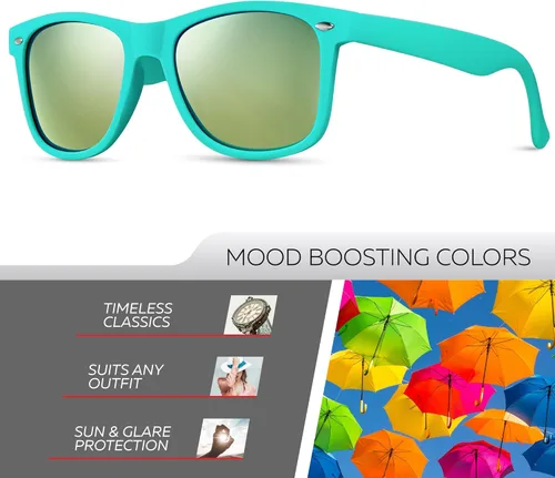 Vista 2 de Retro Rewind - Gafas de sol polarizadas para hombre y mujer, protección UV, gafas de sol clásicas