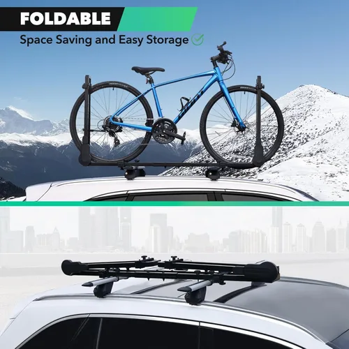 Vista 6 de Soporte de Portabicicletas de Techo Montaje Vertical Portabicicletas de Techo con Dos Brazos 1 Portabicicletas Techo de Bicicleta para Coche SUV