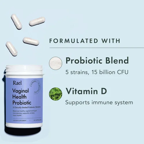 Vista 3 de Rael Probióticos para mujeres - Suplemento de equilibrio de pH con prebióticos, salud inmune vaginal (30 porciones)
