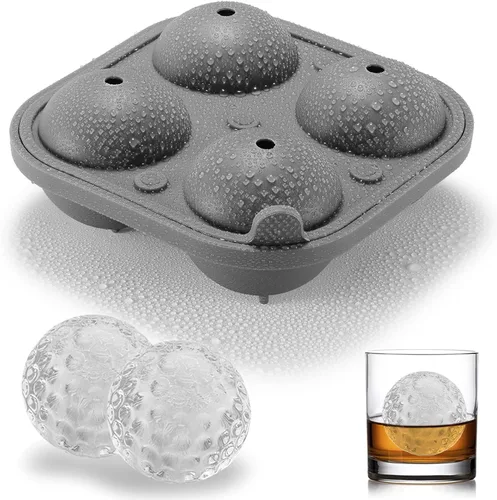 Vista 6 de ACOOKEE Molde para hacer hielo con bola de golf, 2.5 pulgadas, molde redondo para cubitos de hielo para cócteles, whisky, bourbon chilling, 4