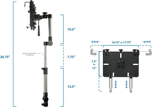 Vista 8 de Mount-It! Soporte para laptop de automóvil con ventilador de refrigeración ventilado, soporte ajustable para portátiles de 12 a 15.4 pulgadas
