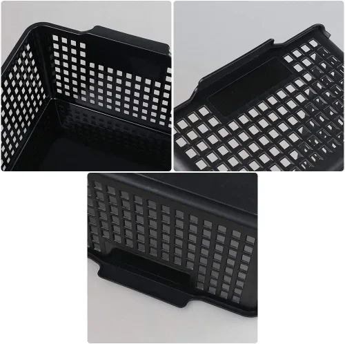 Vista 3 de Cestas de almacenamiento de plástico, 3 paquetes de contenedores organizadores de plástico negro