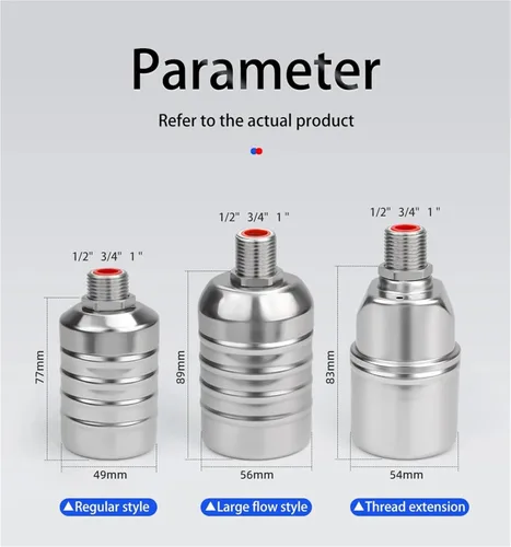 Vista 2 de 304 Stainless Steel Automatic Water Level Control Valve 1/2" 3/4" 1" Large Flow Float Ball Tower Pool Switch(1/2",LARGE FLOW STYLE_SIDE WATER INTAKE)