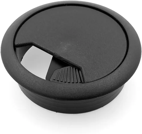 Vista 3 de Modket M4327-51-BK-3 - Cubierta de agujero organizador de cables de computadora de 2 pulgadas, ojal de plástico negro para escritorio, paquete de 3