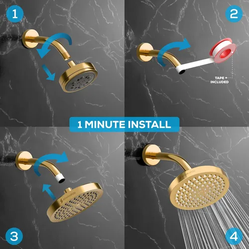 Vista 4 de SparkPod Cabezal de ducha – Lluvia de alta presión – Diseño de lujo de alta calidad – Reemplazo ajustable fácil de limpiar para tus cabezales