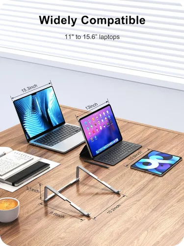 Vista 5 de MOKURU Soporte para Laptop para Escritorio, Soporte de Aluminio para Computadora para Laptop, Elevador de Laptop Plegable, Soporte Portátil