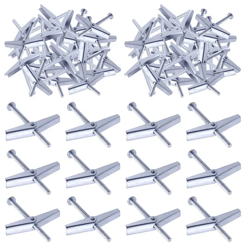 Vista 8 de Swpeet Kit de 30 pernos de palanca de 1/4 de pulgada y tuerca de ala para colgar artículos pesados en paneles de yeso