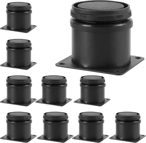 ZOENHOU Paquete de 8 patas ajustables negras de 2 a 2.4 pulgadas de altura, patas de metal de acero inoxidable, patas redondas de cocina, pies