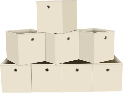 Contenedores de almacenamiento de tela negra, cestas de tela para organizar estantes, cubos plegables de 11 pulgadas con asas para el hogar,