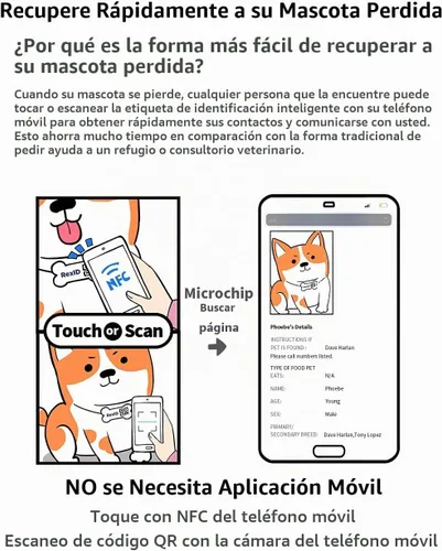 Vista 3 de RexID Kit de implante de microchip para mascotas de 0.049 in y 0.276 in junto con etiqueta de identificación inteligente para conectar al dueño