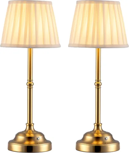 Vista 15 de KDG Juego de lámparas de mesa LED inalámbricas de 2, lámparas de escritorio portátiles con pantalla de tela, batería recargable de 4000mAh