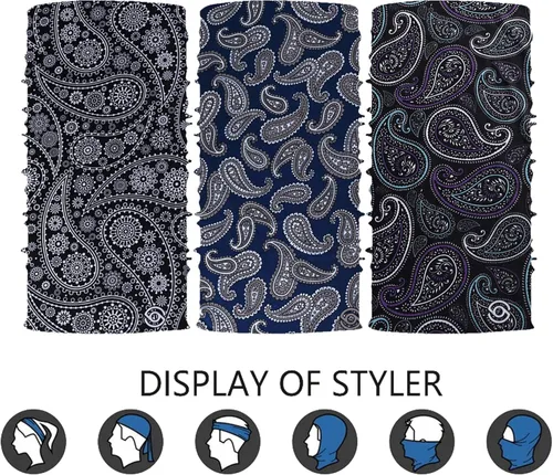 Vista 4 de Polaina para el cuello, bufanda, bandana, cubierta de tubo, pasamontañas, diadema para hombres y mujeres