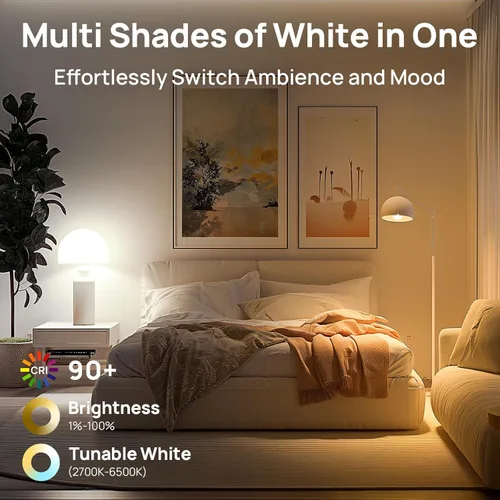 Vista 4 de Linkind Matter - Bombilla inteligente, bombillas de luz blanca suave a luz diurna sintonizables, bombillas inteligentes funcionan con Apple Home