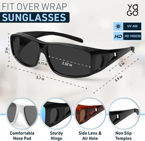 Vista 3 de Lentes de sol polarizados que se ajustan sobre las gafas, 100% protección UV para hombres y mujeres