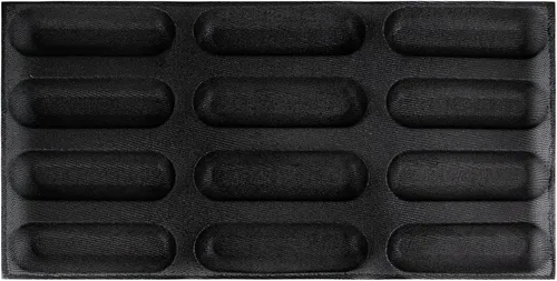 Vista 7 de Pan para hornear baguette pan perforado Eclair hojas de malla molde de silicona barra rectangular 15.7x11.8x1.3 in 10-cavidad por agujero