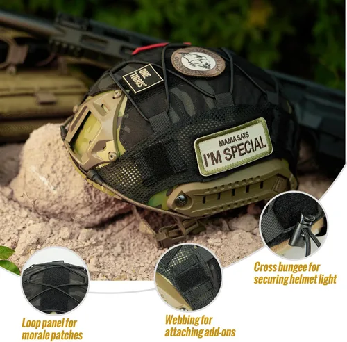 Vista 5 de OneTigris Helmet Cover, Tactical Fast Cloth for Ops-Core Fast PJ Helmet in Size M/L, OneTigris PJ Airsoft Cover in Size M/L