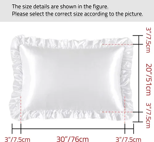 Vista 5 de Fundas de almohada de satén sedosas con volantes para cabello y piel, juego de 2 fundas de almohada de seda blanca tamaño Queen con cierre de sobre
