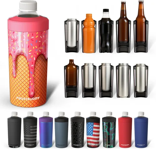 Vista 11 de Universal Buddy XL Can Cooler de Frost Buddy - Se adapta a latas y botellas de 12 onzas, 16 onzas, 20 onzas y 24 onzas - Mantén tus bebidas Azul bebé
