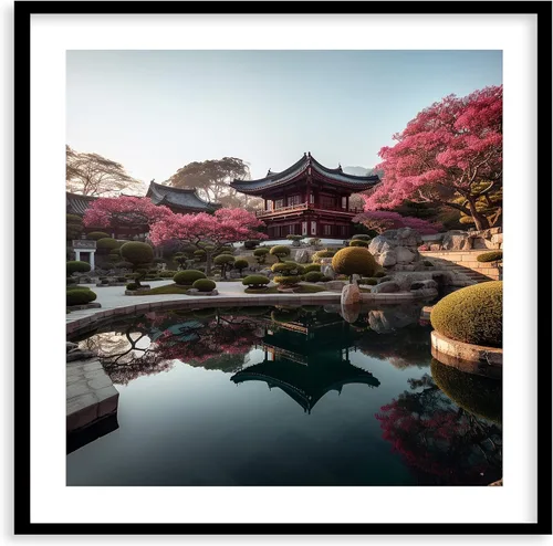 Japanese Floral Landscape Art Print for Wall Decor - Premium Giclee for Home Decor - Aesthetic Modern Wall Art Poster Painting Style Wall Artwork