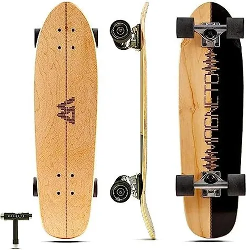 Vista 10 de Magneto - Patineta Completa 70 x 19 cm Madera de Arce Canadiense Ruedas de Uretano de 60 MM Tabla de Doble Patada Cóncava Patineta Cruiser