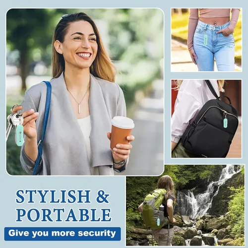 Vista 4 de Alarma de seguridad personal recargable para mujeres - Llavero de alarma de seguridad de autodefensa de 140 dB con luz estroboscópica, dispositivos