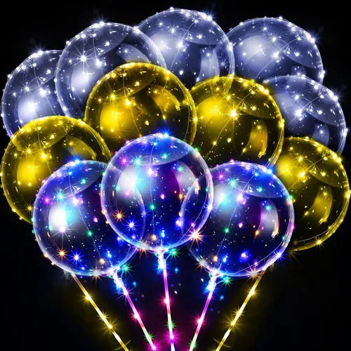 Vista 9 de Vinsot Paquete de 30 globos LED Bobo, globos transparentes con luz LED, globos de helio tipo burbuja Bobo con luces en cadena para fiestas