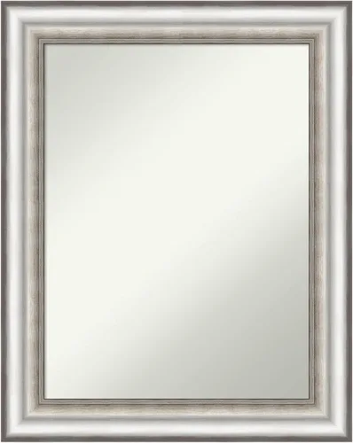 Vista 70 de Amanti Art Espejo de pared plateado de 27 x 21 pulgadas, espejo rectangular de baño de níquel cepillado para decoración de pared, sala de estar