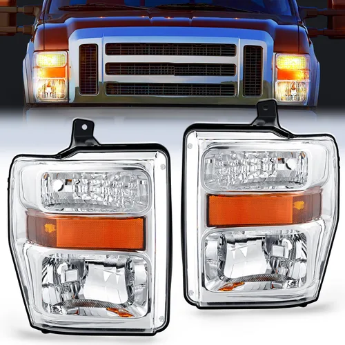 Vista 25 de Nilight - Conjunto de faros delanteros compatible con Ford F-150 Expedition 1997 1998 1999 2000 2001 2002 2003, carcasa negra, reflector ámbar