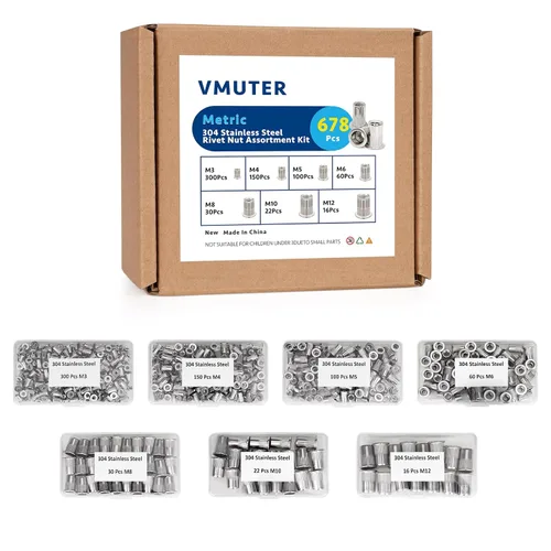 Vista 8 de 30 piezas tuercas de remache 3/8"-16, inserto roscado Nutsert de cabeza plana de acero inoxidable 304