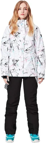 Vista 2 de GS SNOWING Conjunto de chaquetas y pantalones de esquí para mujer resistente al viento impermeable aislado para invierno cálido snowboard nieve
