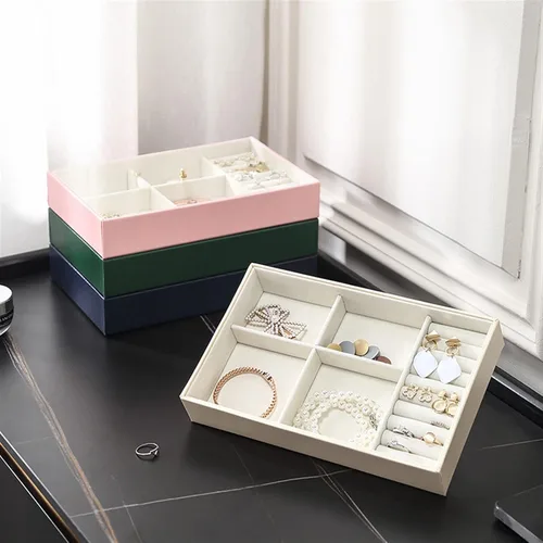 Vista 4 de Jewelry Box Jewelry Box Regalos para Mujer Small Ring Storage Organizer Box Dish Mens Box Organizer Essentials Travel Jewelry Case (Color White)