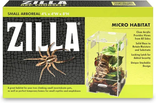 Zilla Micro Hábitat Terrario, Arrbóreo, con Pestillo de Bloqueo, para Isópodos, Arañas, Insectos, Pequeño