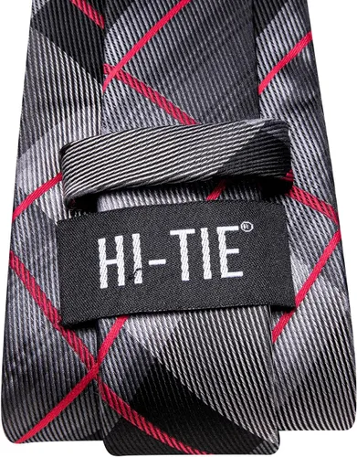 Vista 126 de Hi-Tie Corbata clásica de cachemira para hombre con pañuelo y gemelos a cuadros