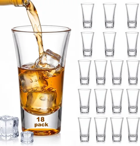 Vista 11 de Paquete de 12 vasos de chupito de 1.8 onzas a granel con base pesada, juego de vasos de chupito de medición transparentes para café, vodka, tequila