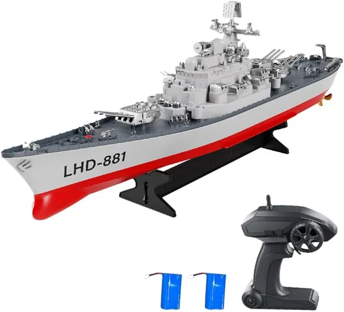 GoolRC Buque de guerra a control remoto RC acorazado militar, barco de control remoto a escala 1:390 para lagos y ríos, modelo de barco crucero