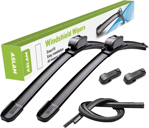 Vista 9 de ASLAM Limpiaparabrisas para todas las estaciones, tipo M, 20 + 20 pulgadas, adaptadores multifuncionales y repuestos reemplazables, doble vida útil