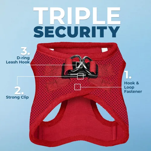 Vista 217 de Best Pet Supplies - Arnés de malla para todo tipo de clima, reflectante, antitirones, para perro y gato pequeño y mediano, con cierre de velcro